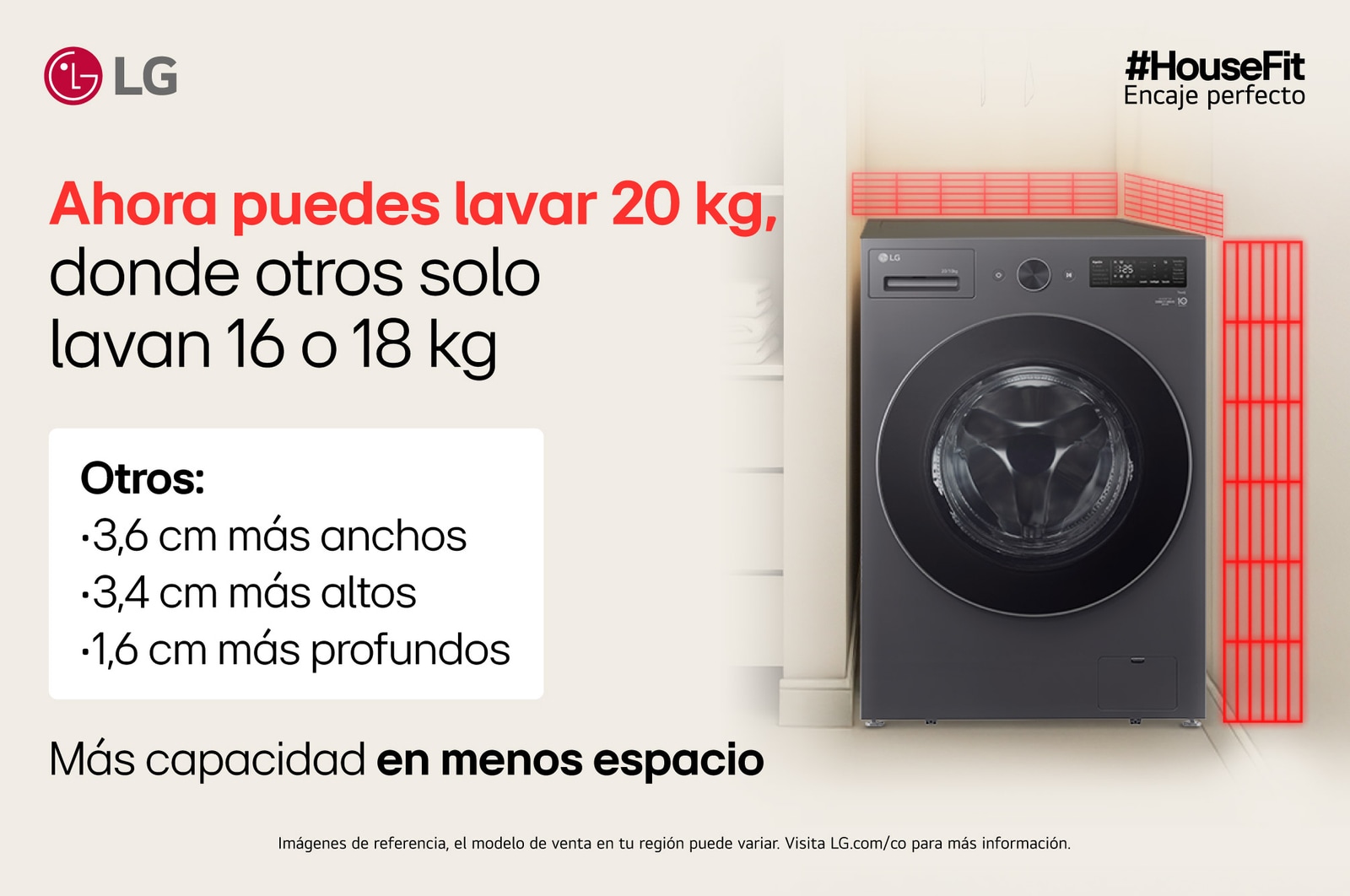Housefit LG WO20EGNTS6P ahora puedes lavar 20kg